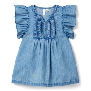 Janie & Jack | Chambray Flutter Sleeve Dress sz 6-12 M NWT